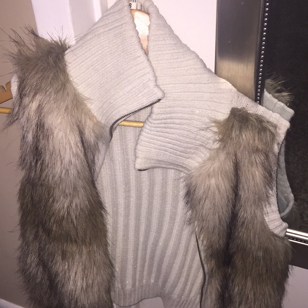 A fur white vest